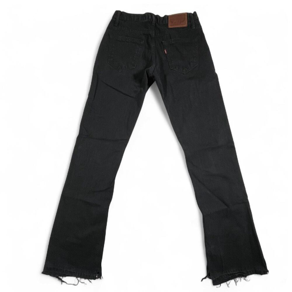 Vintage Levi’s 527 Men’s Low Rise Bootcut Black Jeans 28x33 Raw Hem Distressed